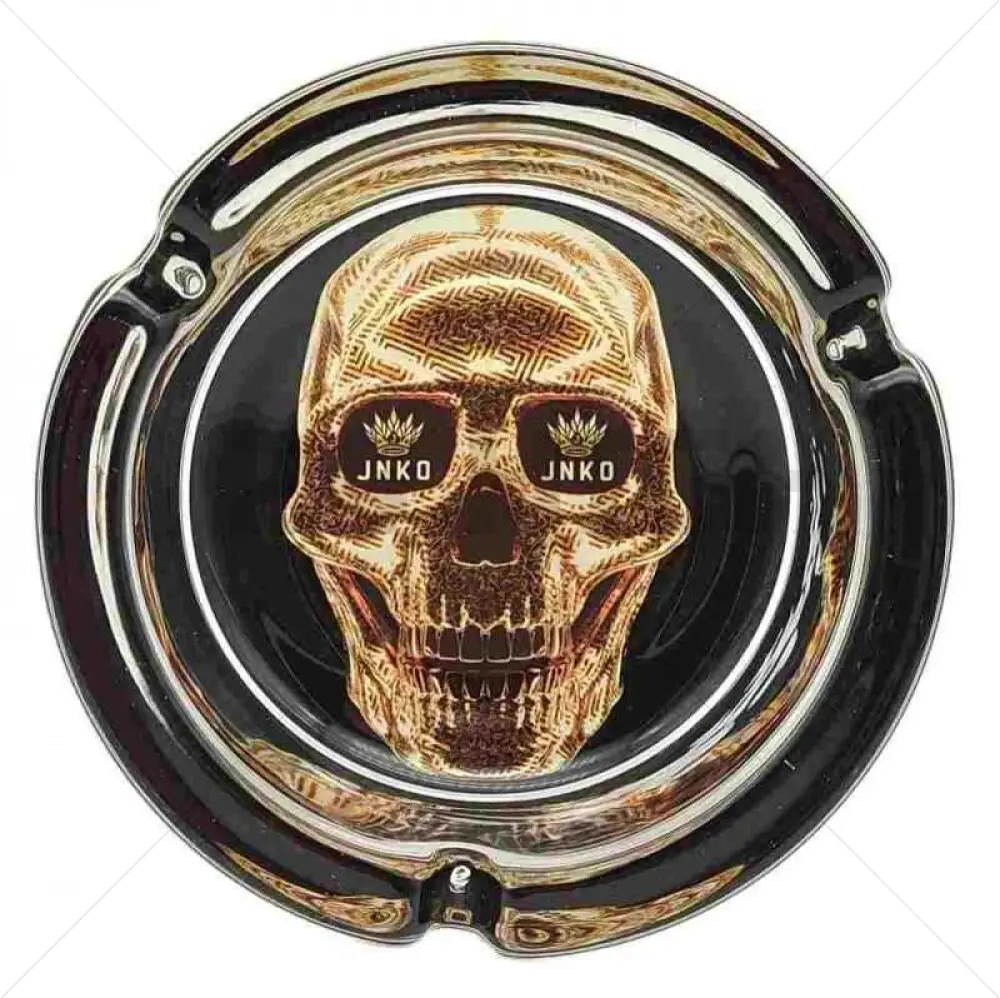 Cenicero Cristal Redondo | Luxury Art Series | Golden Skull 1