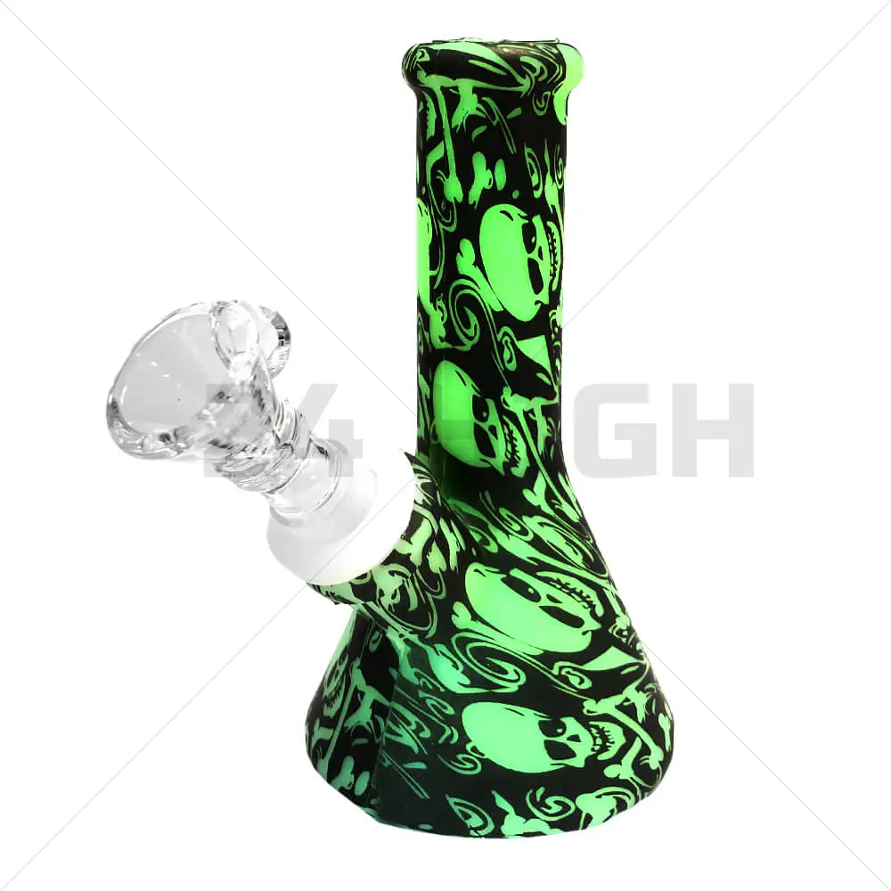Bong de silicona Skulls Glow-In-The-Dark Black 