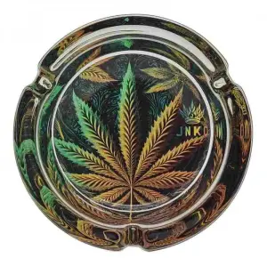 Cenicero Cristal Redondo | Psychedelic Series | Cannabis Leaf 2