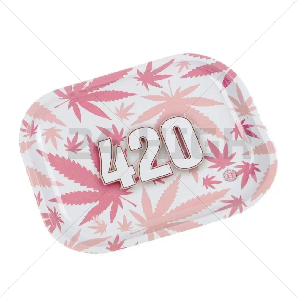 420 Blanco con Rosa Rolling Tray Grande