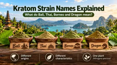 Nombres del kratom: qué significan Bali, Thai, Borneo y Dragon